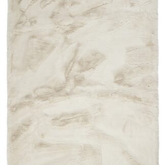 Offwhite långlurvig pälsmatta i mjuk polyester med cirka 35 mm tjock lugg