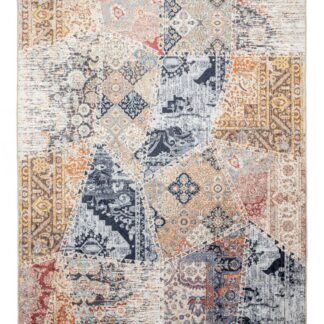 Orientalisk patchwork matta Mirabelle i mjuka färgtoner av polypropylen