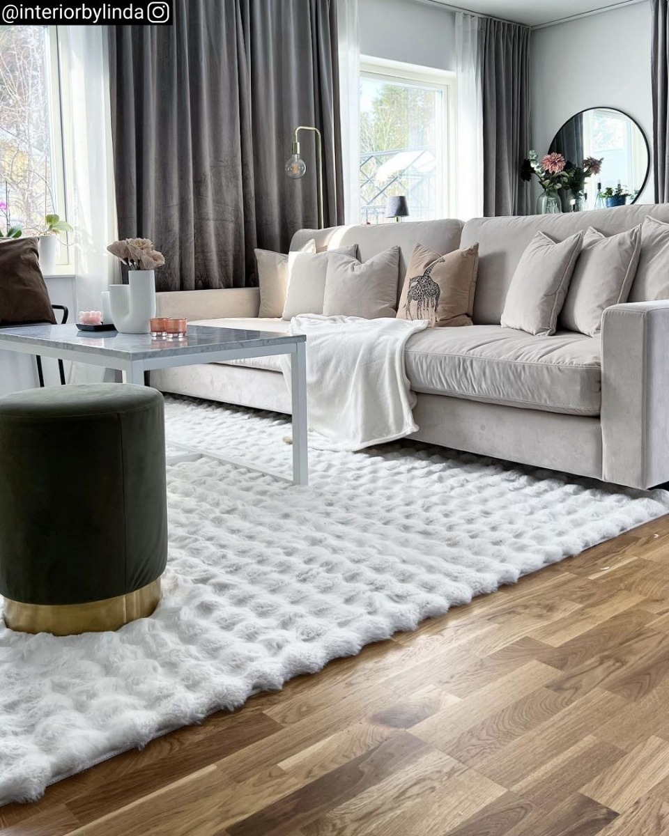 Tvättbar Pälsmatta Rabbit Bubble Offwhite - Image 3