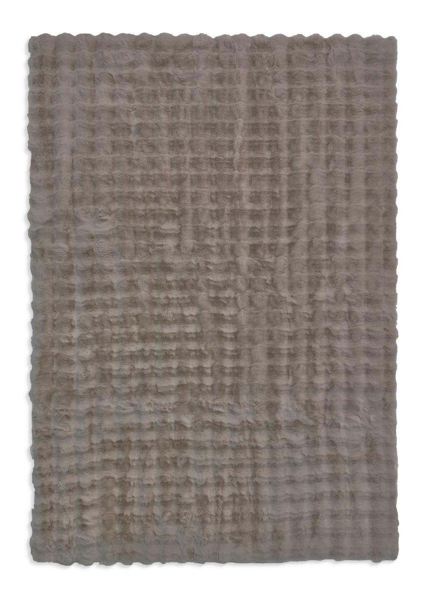 Tvättbar mjuk pälsmatta Rabbit Bubble i taupe färg med kort lugg på golv