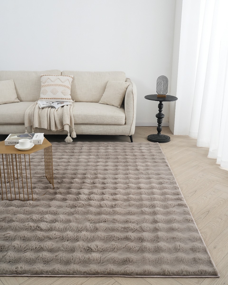 Tvättbar Pälsmatta Rabbit Bubble Taupe - Image 6