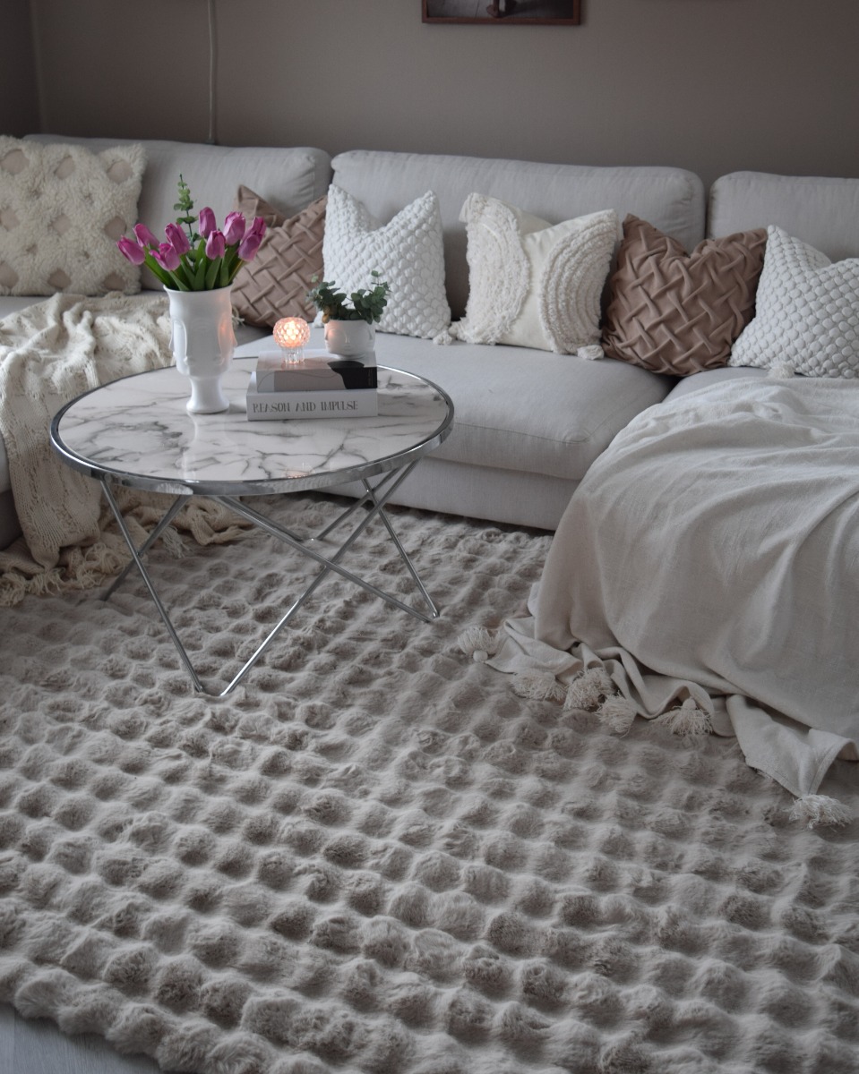 Tvättbar Pälsmatta Rabbit Bubble Taupe - Image 3