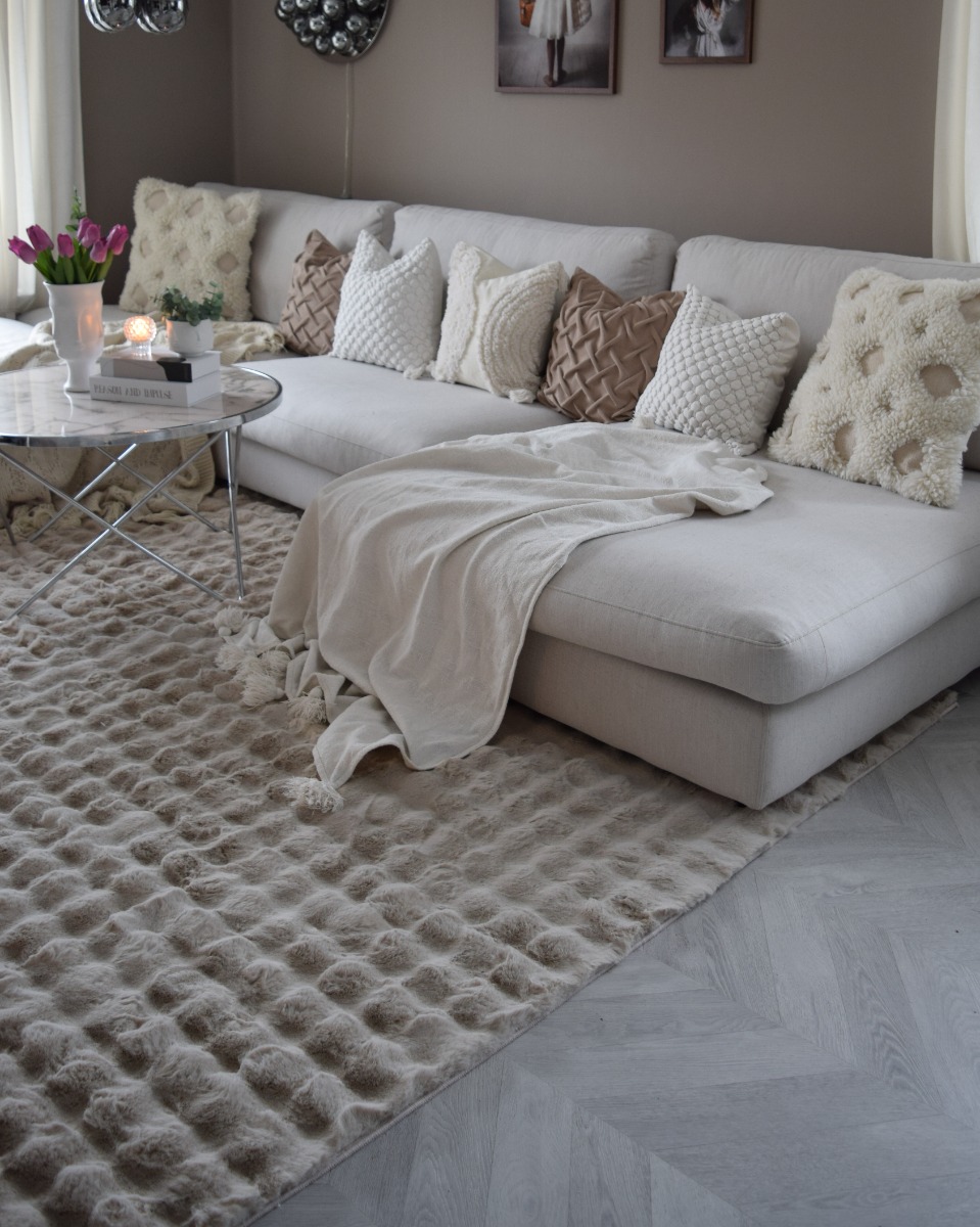 Tvättbar Pälsmatta Rabbit Bubble Taupe - Image 2