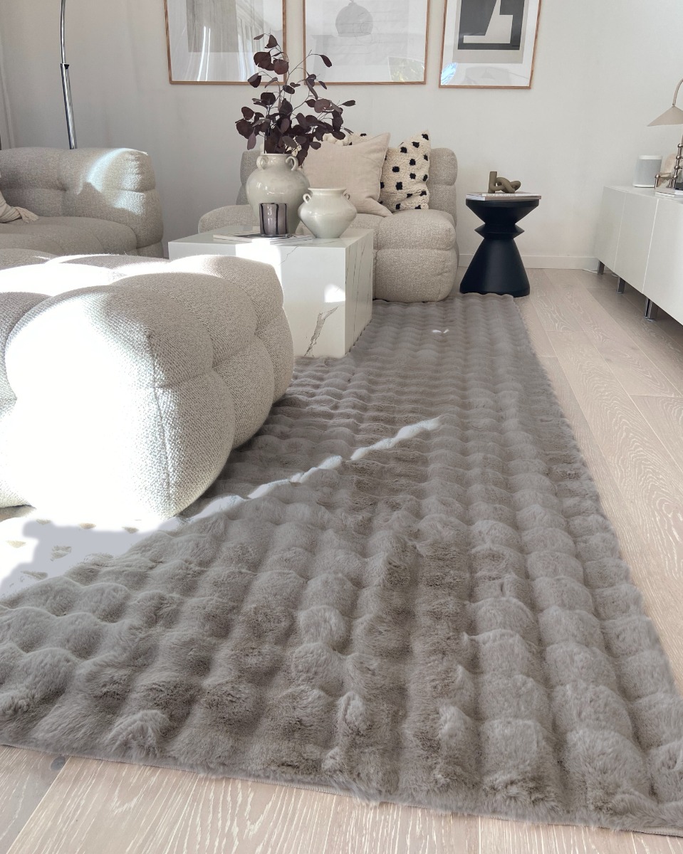 Tvättbar Pälsmatta Rabbit Bubble Taupe - Image 4
