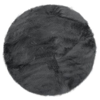 Rund mörkgrå pälsmatta i mjuk polyester med cirka 30 mm tjocklek