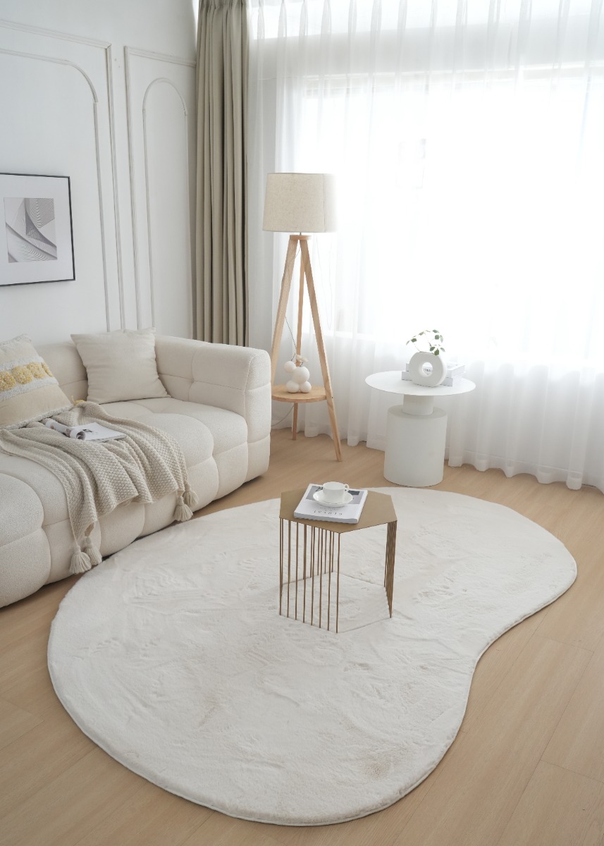 Tvättbar Pälsmatta Rabbit Shape Ljusbeige - Image 2