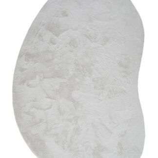 Tvättbar offwhite pälsmatta i ovalt rabbit shape med tjock och mjuk yta