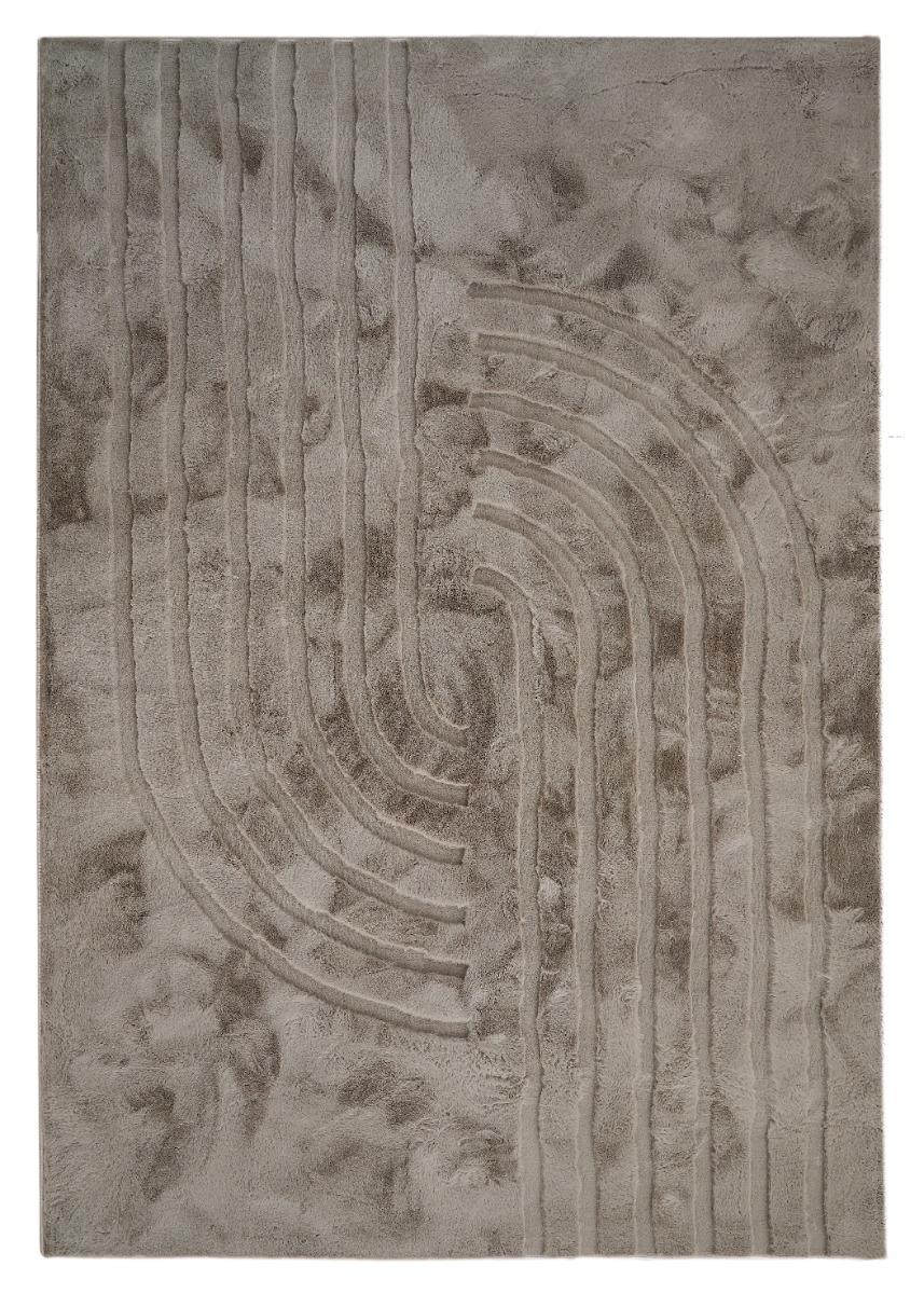 Taupefärgad långhårig pälsmatta Rabbit Soho med mjuk polyesterlugg