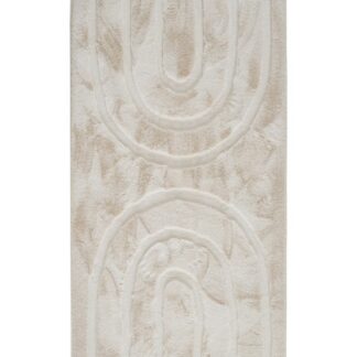 Ljusbeige fluffig fuskpälsmatta med zenmönster i mjuk polyester