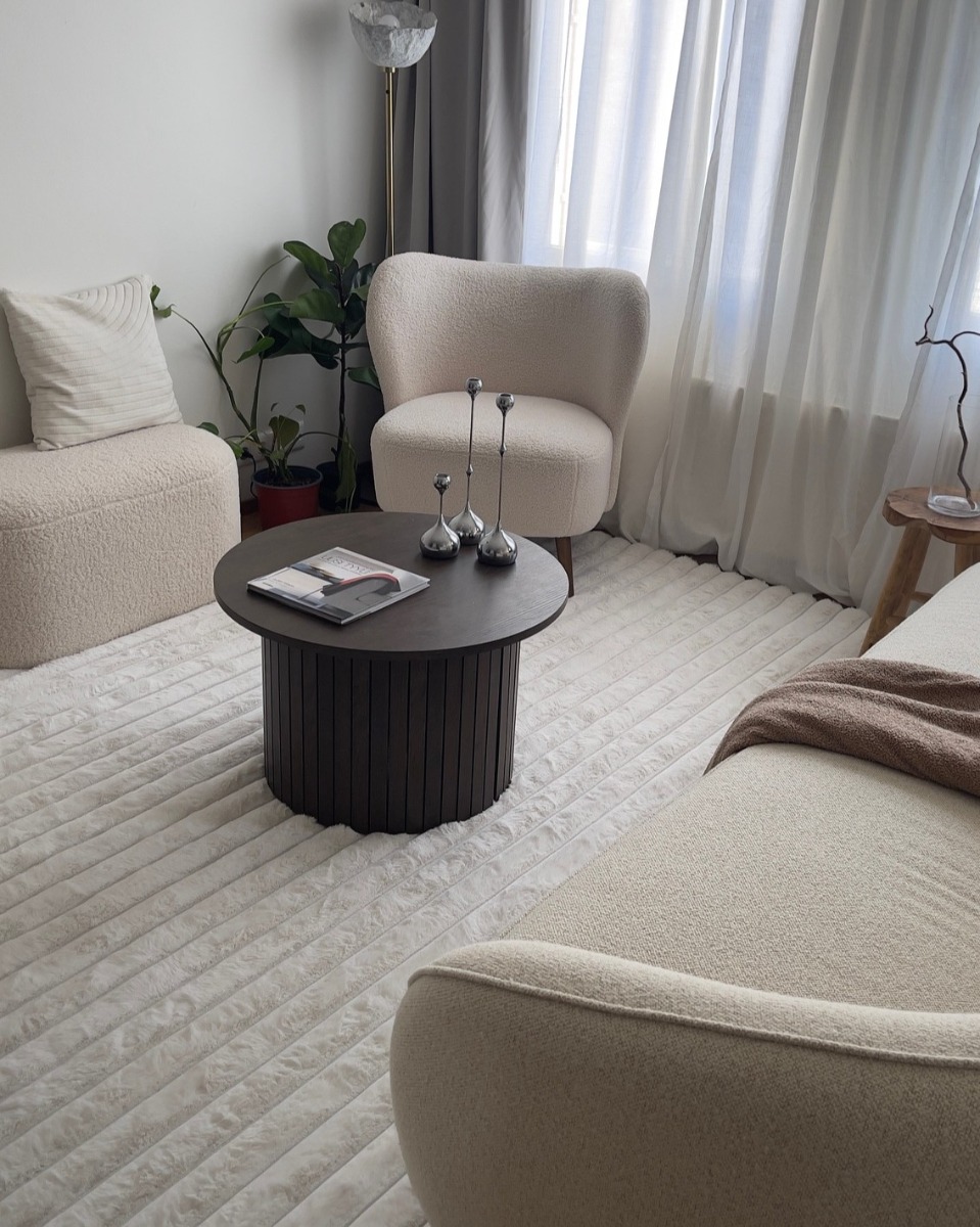 Tvättbar Pälsmatta Rabbit Stripe Offwhite - Image 3