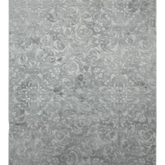 Grå tvättbar matta med mönster och halkfri undersida på trägolv