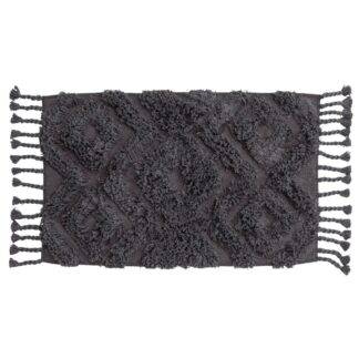 Mjuk mörkgrå badrumsmatta i 100% bomull med tjock textur