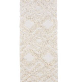 Vit bomullsmatta Rio med lurvig tufts och dekorativa fransar på kortsidorna