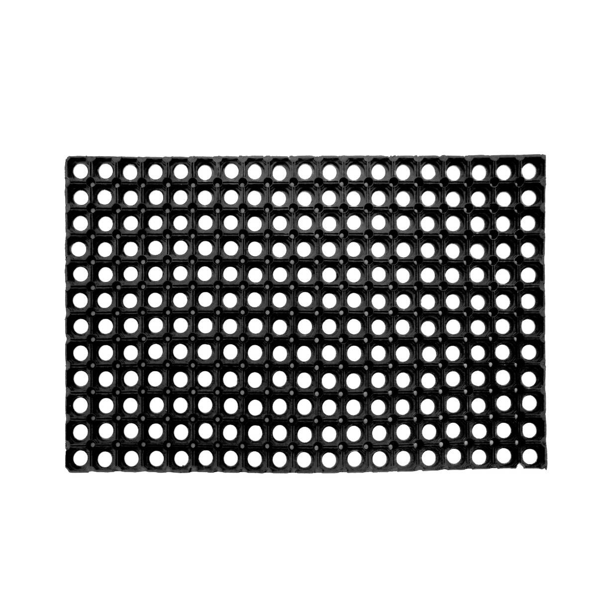 Svart gummikantad dörrmatta i polypropylen med halkfri undersida