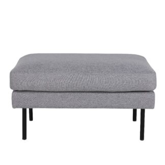 Grå sittpuff Solstice med smala svarta metallben i nordisk stil