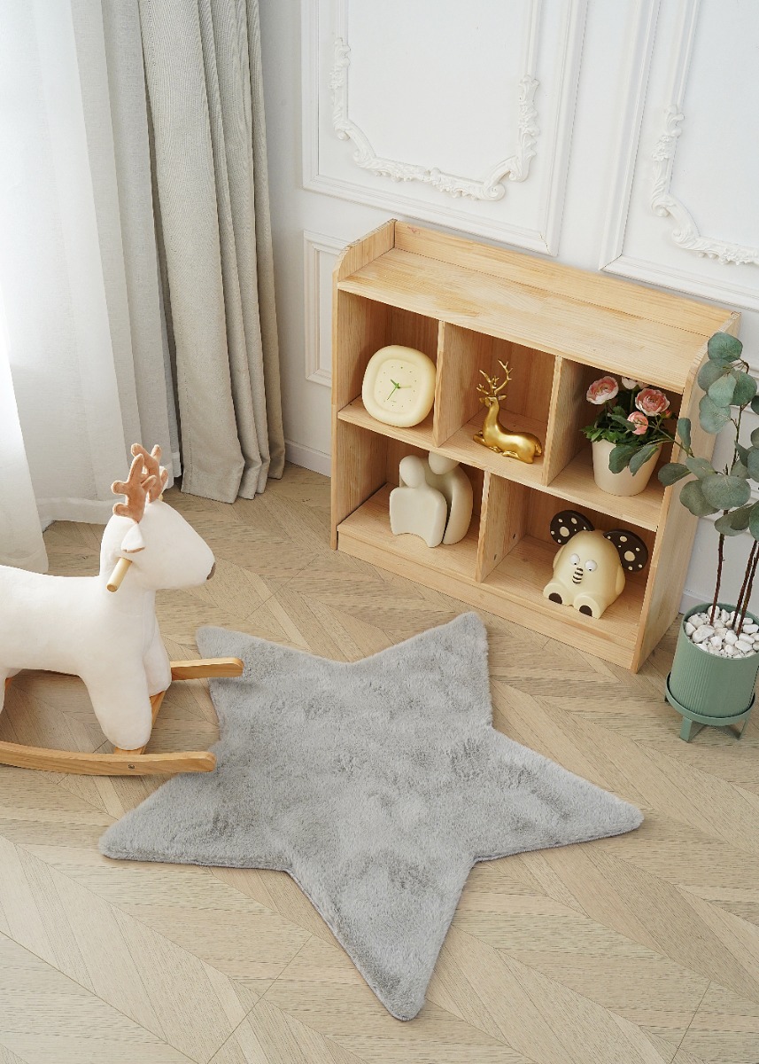 Barnmatta Mjuk Päls-look Rabbit Star Silver - Image 2