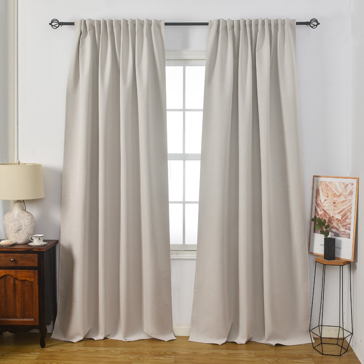 Mörkläggande Gardin 2-pack Solfritt Beige - Image 2