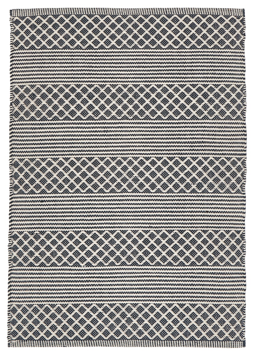 Handvävd mjuk trasmatta i antracitgrå bomull med cirka 5 mm lugghöjd