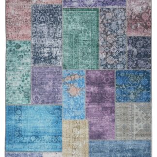 Multifärgad Vero Rosso patchworkmatta i polyester med mjuk textur