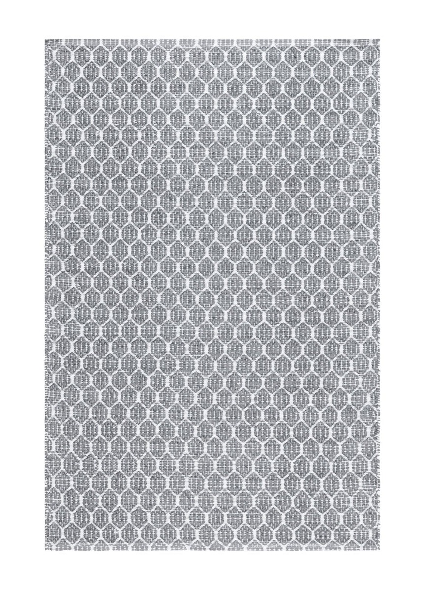 Handvävd grå plastmatta i PVC och bomull med tvåsidigt mönster