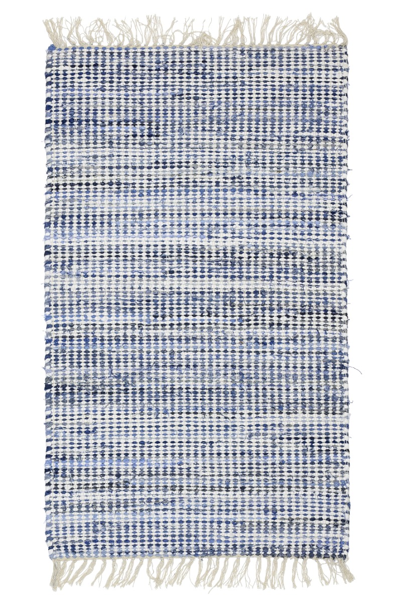 Mjukt och mjuk bomullsrya trasmatta i vacker Eshnunna blå nyans