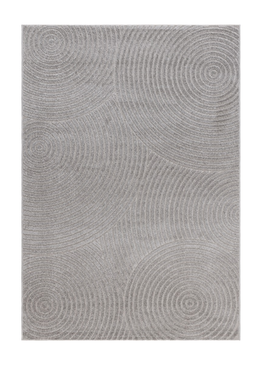Santos grå syntetmatta i polypropen med grafiskt mönster och 6 mm tjocklek lämplig för inom- och utomhusbruk