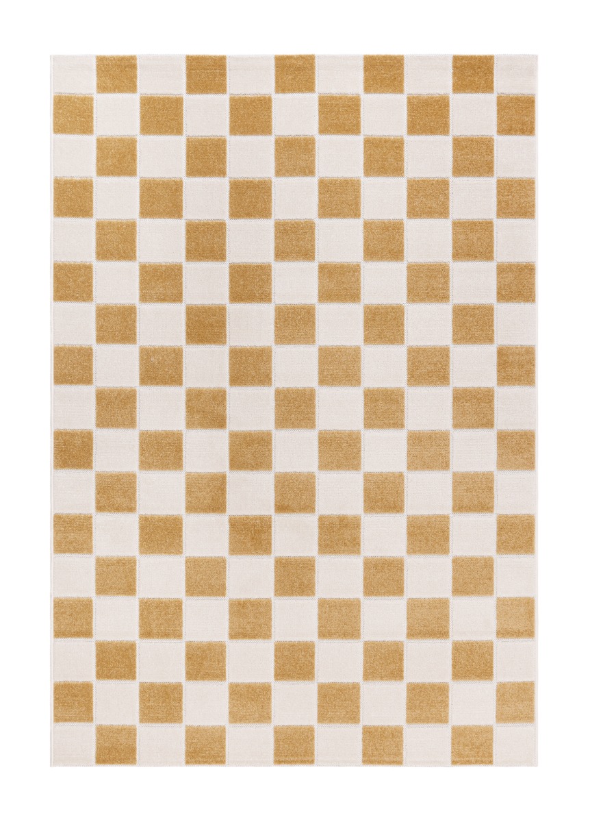 Gul Santos polypropylenmatta för inom- och utomhusbruk med grafiskt mönster och 6 mm tjocklek