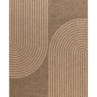 Beige vävd polypropylenmatta med robust struktur perfekt för inomhus- och utomhusbruk