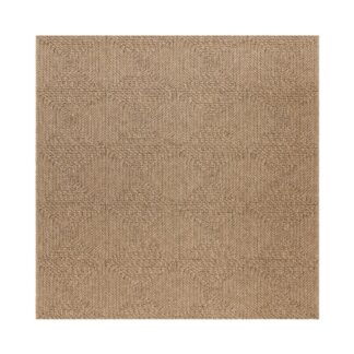 Beige kvadratisk Luonto matta med vävd struktur i robust polypropylen för inomhus och utomhusbruk