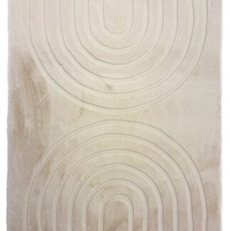 Zen-inspirerad ljusbeige fuskpälsmatta med mjuk textur och bomullsundersida