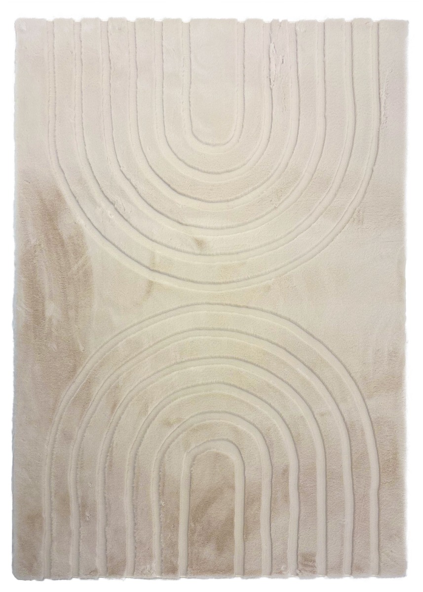 Zen-inspirerad ljusbeige fuskpälsmatta med mjuk textur och bomullsundersida