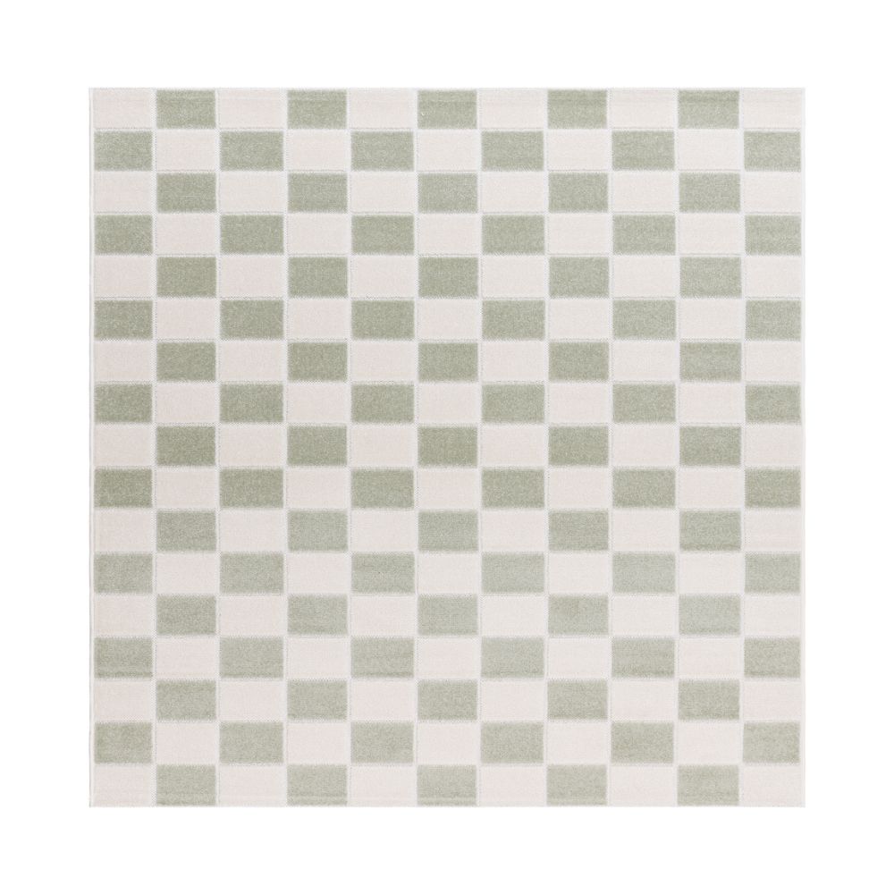 Grön kvadratisk Santos matta i slitstark syntet, med subtila höjdskillnader i mönstret, för både inom- och utomhusbruk