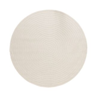 Rund cremefärgad Santos matta i 100% polypropylen med subtil vävd struktur för inomhus och utomhusbruk