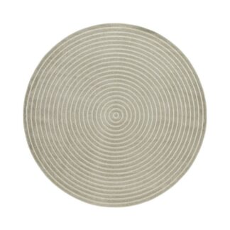 Grön rund Santos matta i 100% polypropen med subtila höjdskillnader och dekorativ vävstruktur, placerad inomhus