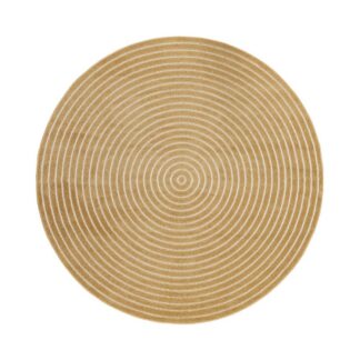 Rund gul matta i 100% polypropylen med texturerad yta för inomhus- och utomhusbruk