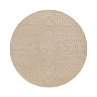 Rund Santos Maru linnefärgad matta med syntetmaterial, placerad på golv i ljust rum