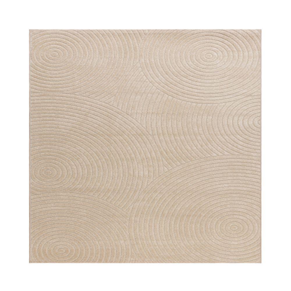 Santos Linne kvadratmatta i slitstark ljus polypropylen med grafisk vävstruktur, användbar inomhus och utomhus