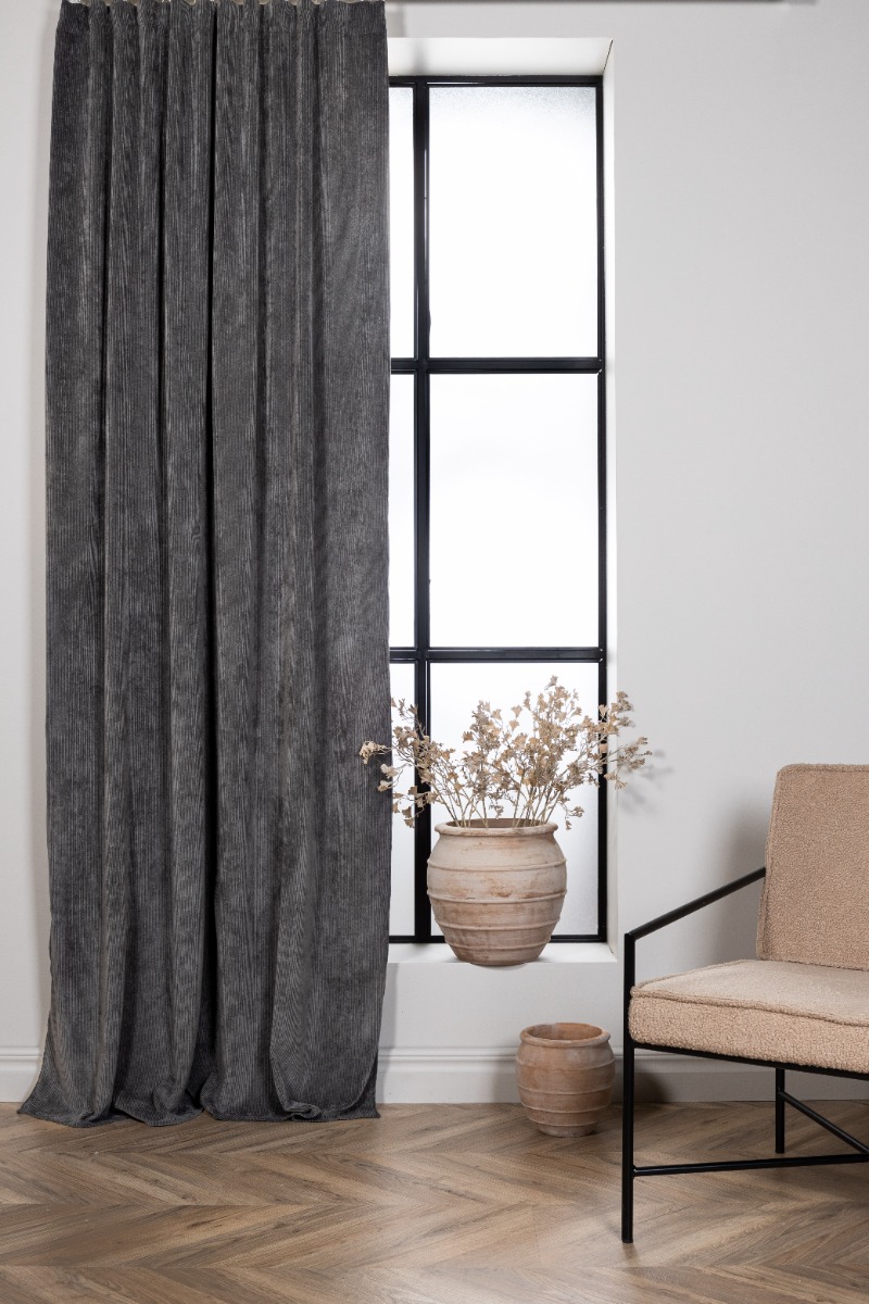 Kristallglans Grå 2x140x290 cm Rumsförmörkande Sammetsgardin 2-pack - Bild 2