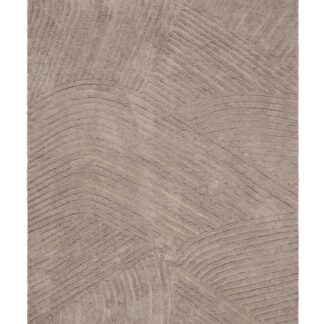 Handvävd Juno Dune bomullsmatta i linnefärg 200x300 cm med dekorativa fransar och vågigt mönster