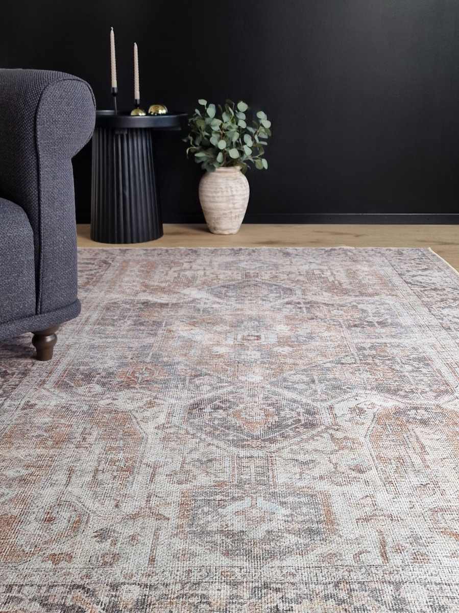 Ardalan Thalira Kräm/Rost 160x230 cm Tvättbar Bomullsmatta - Bild 2