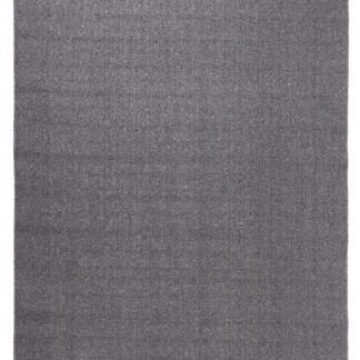 Grå ryamatta i mjuk polyester med tydlig textur och ca 11 mm tjocklek