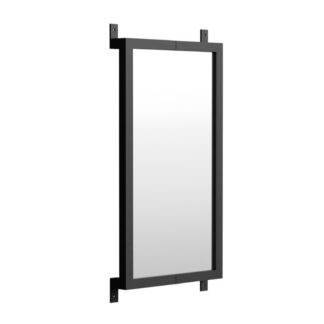 Smal svart väggspegel i glas med måtten 6x73x35 cm i modern minimalistisk stil
