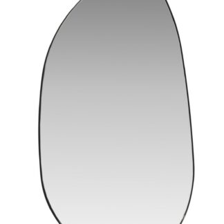 Silverfärgad rektangulär glas spegel med smal ram 3x55x30 cm på vit vägg