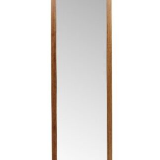 Stående brun Karlfjord spegel i glas med putsad MDF-ram 40x170x55 cm mot vit vägg