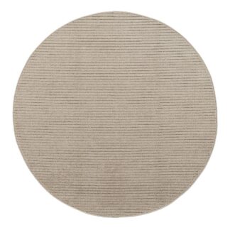 Rund beige ryamatta Selina med mjuk yta och jutebaksida i inbjudande hemmiljö